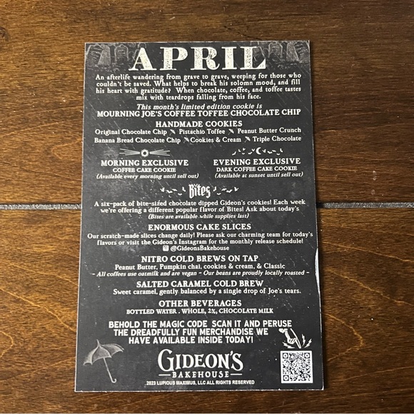 Gideon’s Bakehouse April 2022 Menu - Picture 2 of 4